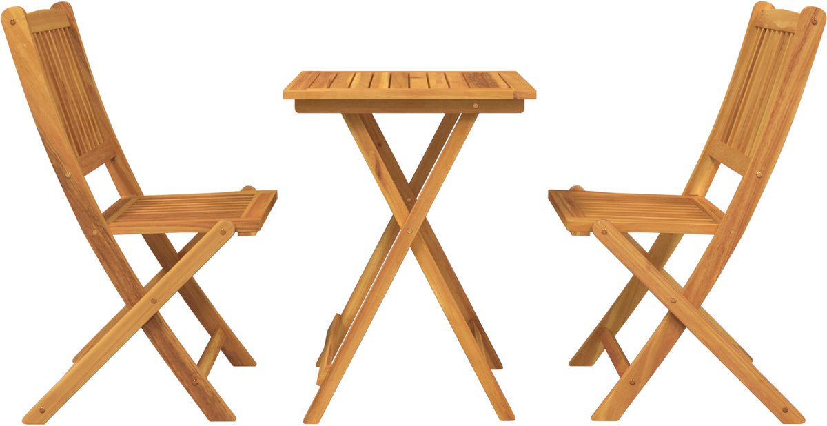 Ensemble Bistro Jardin 3 Pièces | Bois D'acacia Massif | Chaises Pliables