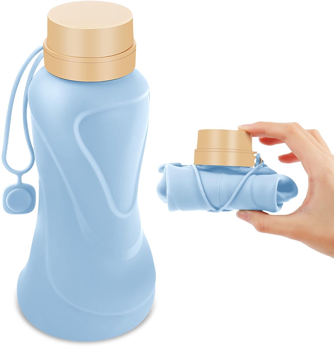 Ibenzoa® Compacte Opvouwbare Waterfles van Siliconen - 650 ml - Lichtgewicht en Reislustig
