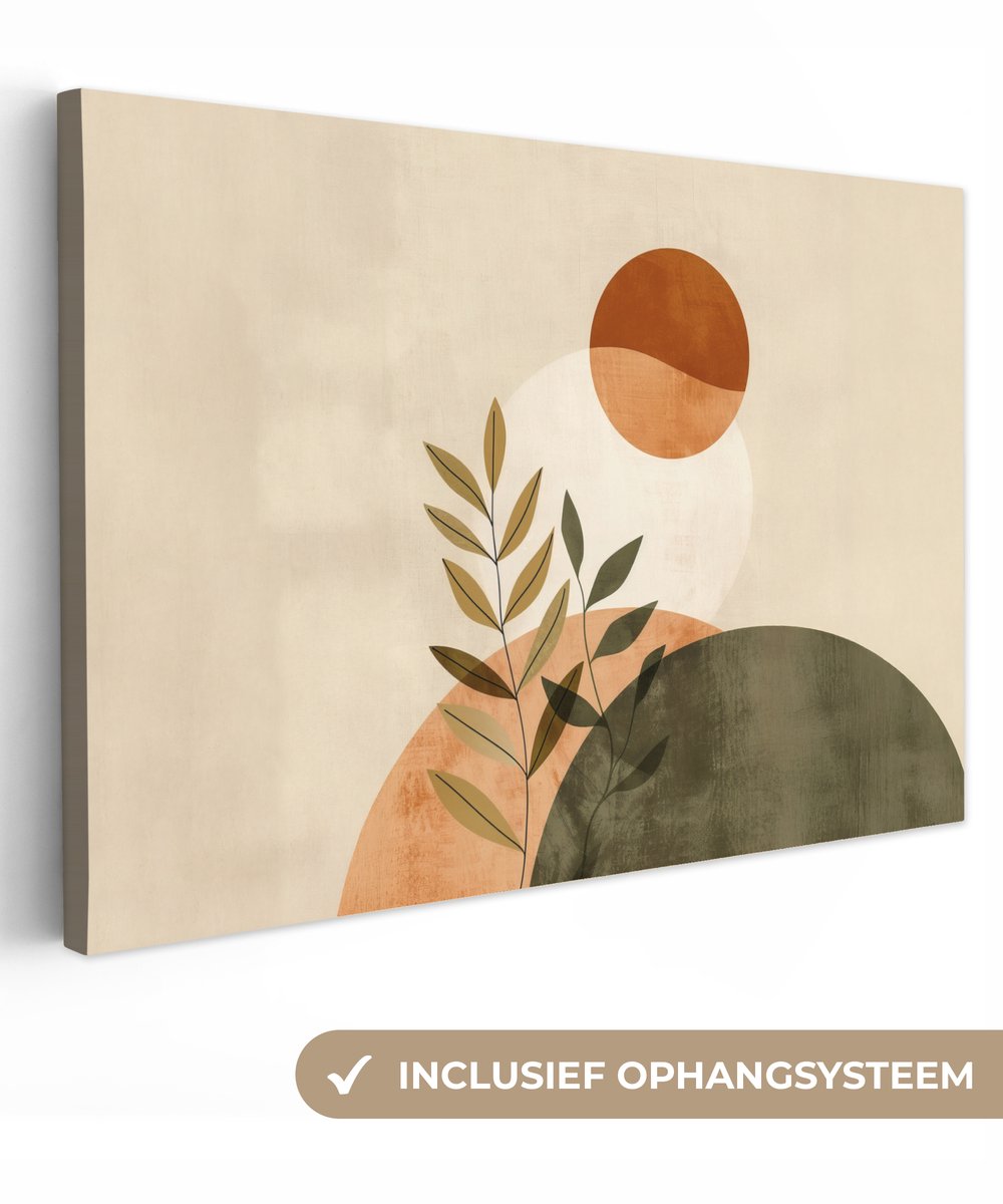 Canvas schilderij 140x90 cm - Exclusieve wanddecoratie Takken - Vormen - Abstract - Muurde