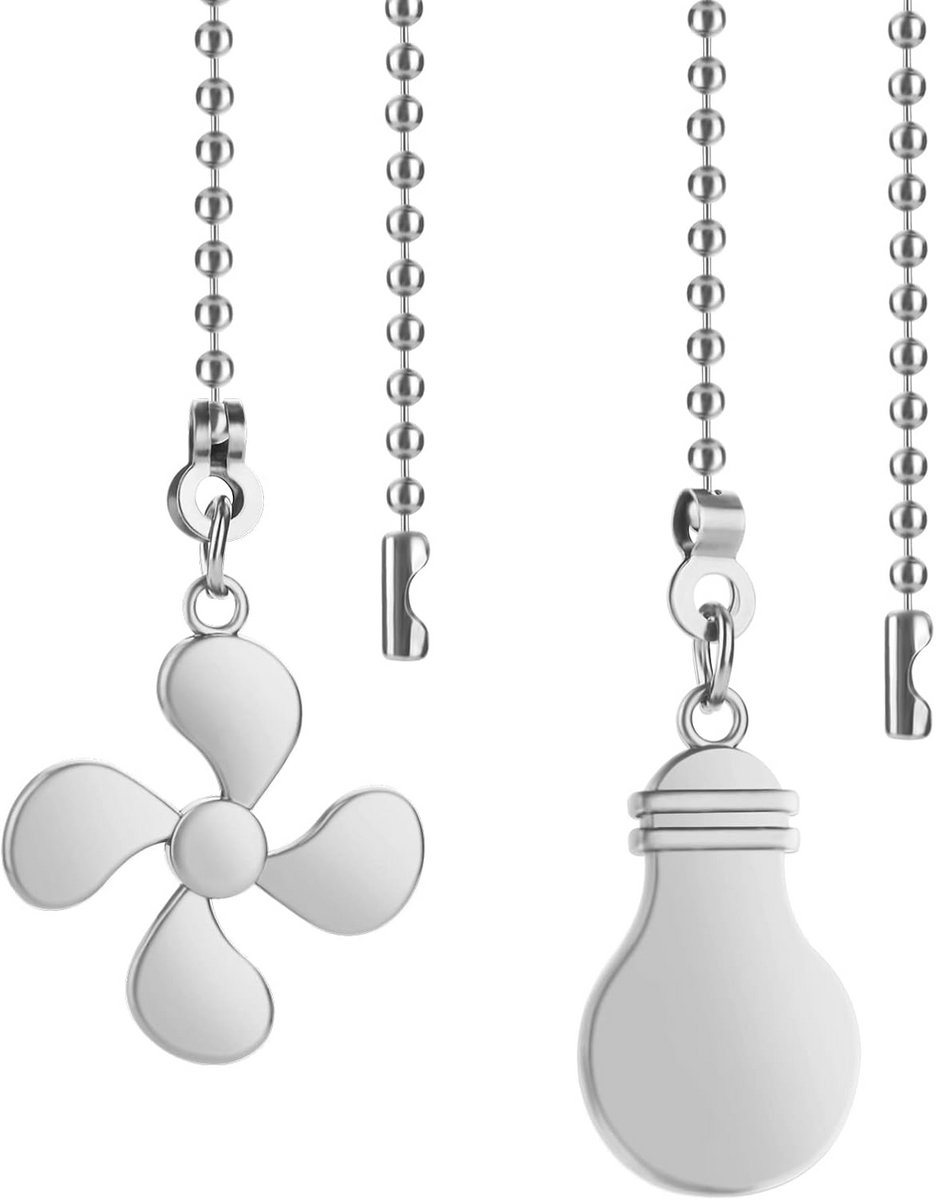 2 Stuks Plafond Ventilator Trekketting - Zilveren Kettingen voor Ventilatoren