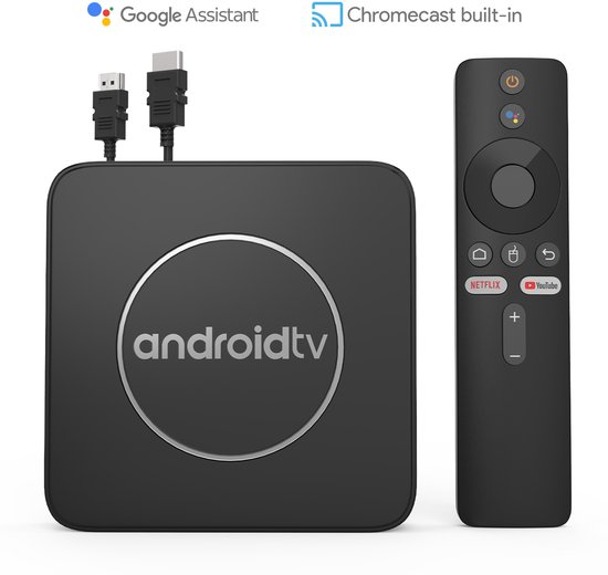 Android TV Box – 4K HDR Streaming Box – Chromecast Ingebouwd - Android 13 – Google Assistant – 8K Decoding – Wifi & Bluetooth – Inclusief Afstandsbediening & HDMI-kabel