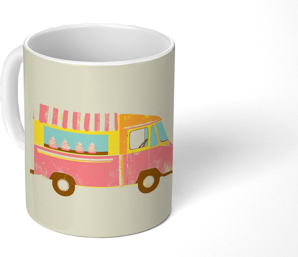 Mok - Koffiemok - Ijskar - Retro - Softijsjes - Roze - Mokken - 350 ML - Beker - Koffiemokken - Theemok