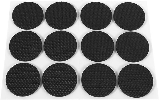 12 stuks EVA anti-kras voetkussentjes voor tafel en stoel, rubberen meubel voetkussentjes, vloerbeschermers voor tapijt, antislip klevende stoelkussentjes, stille vloerbeschermers voor meubelpoten, banken, tafels (zwart, 4,6 cm)