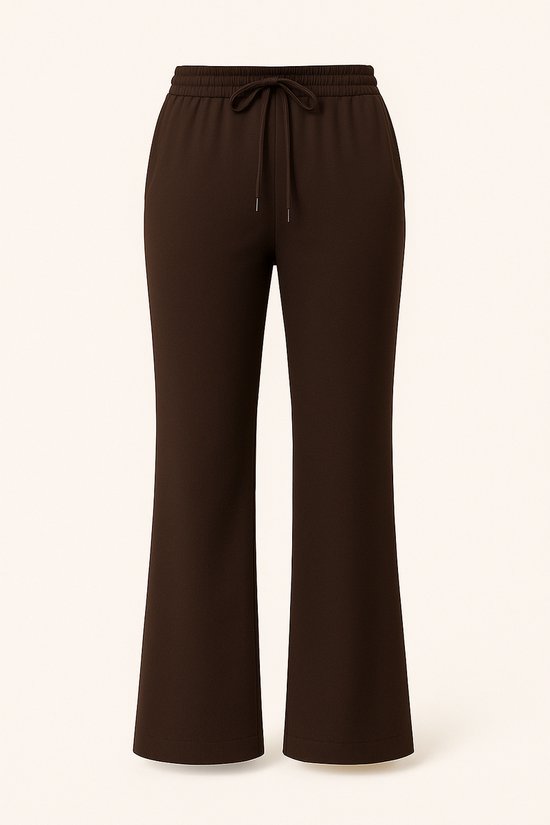 ANN GISSY Travelstof Broek Bruin – Damesbroek met Aantrekkoord & Zakken – Type 1501 – XS t/m XXL