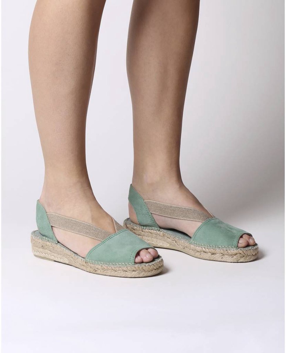 ELLA | Platte damesespadrille van suède - MINT, 37
