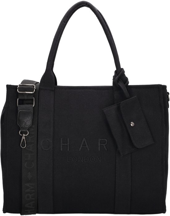 Charm London Bond Laptoptas 15,6 inch - Schouderband - A4 - Werktas - Zwart