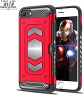 Ntech hoesje Geschikt voor iPhone 8 / 7 Luxe Armor Case met Pashouder - Rood