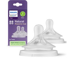 Philips Avent Natuurlijke Zuigreflex – Snelheid 2, 0+ maanden, 2 stuks - SCY962/02 - Flesspenen