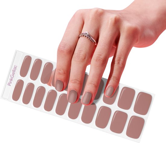 Pink Gellac UV Nagelstickers - Gellak Stickers 0033 Earthy Brown - Nail Art Gel Stickers voor Nagels - 20 stuks in 10 maten