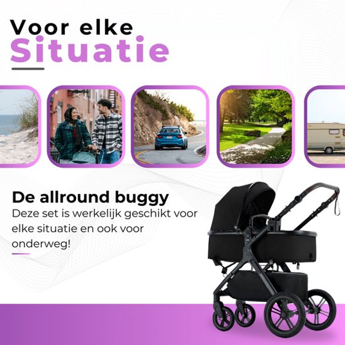 Lunola Mira X1 Kinderwagen 3-in-1 met Autostoel - Zwart - afbeelding 2