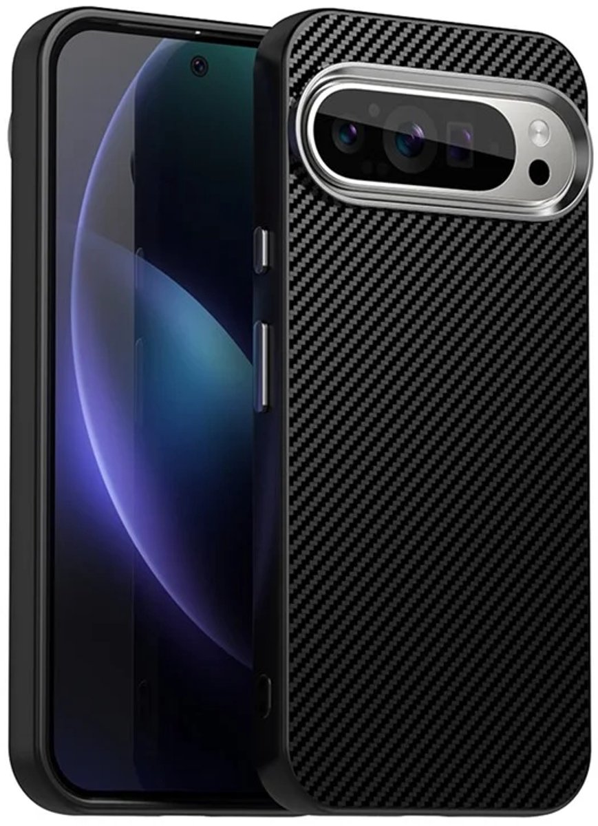 Hoesje geschikt voor Google Pixel 9 Pro XL - Phonesta IMD Carbon Fiber Back Cover - Zwart