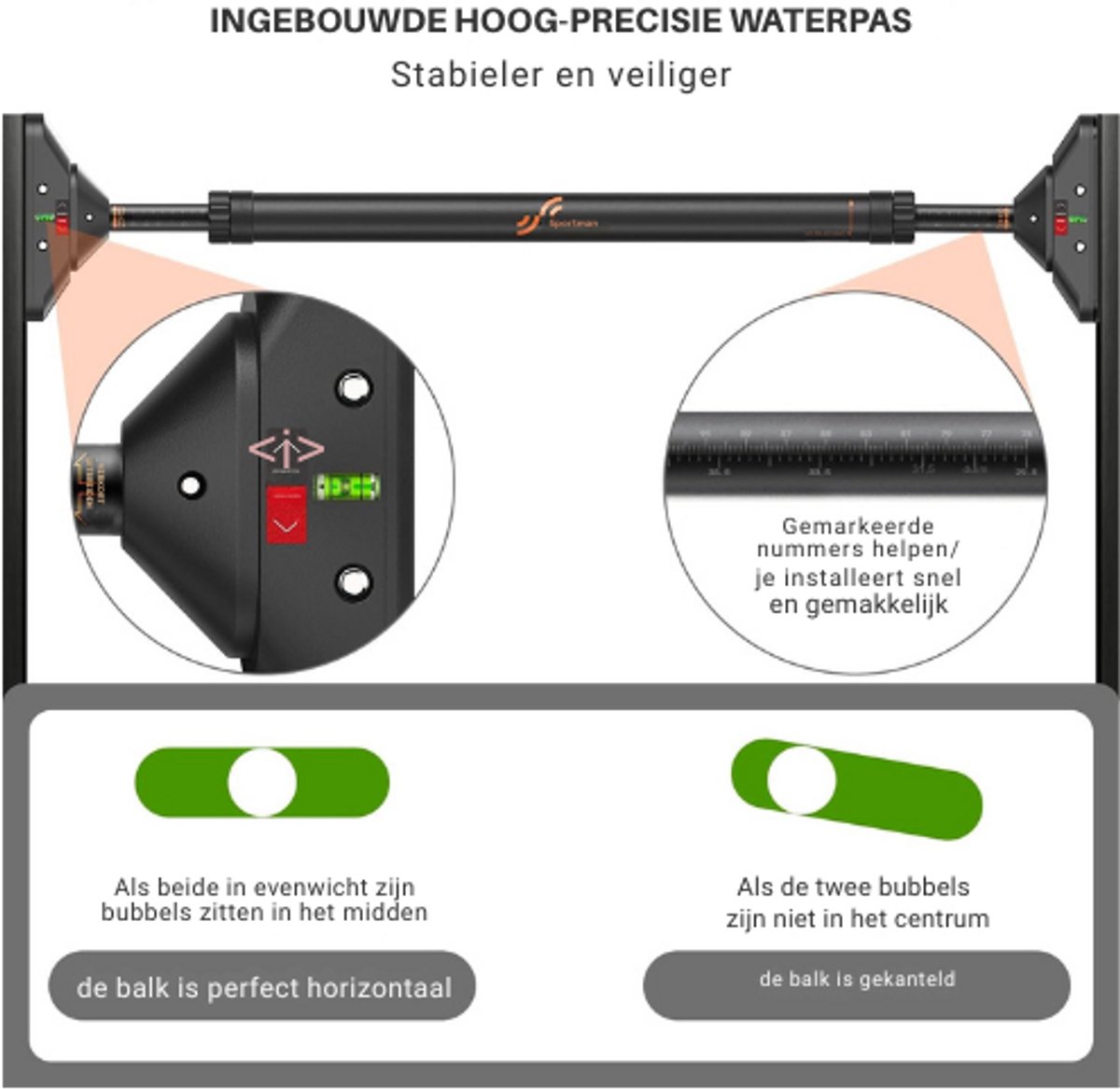 PURRGRIT Optrekstang voor deuropening zonder schroef, verstelbare breedte (74-95 cm), 200 kg/440 lbs capaciteit, met 360° vergrendeling en 2x extra schuimvulling voor ultieme bescherming van het