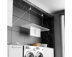 Kledinghanger 70x50cm 56m Droogoppervlak 25m Mini Verticaal Opvouwbare Kleding Droger Metaal met Pvc-Vrije Plastic Coating Witte Hangende Droger - Eric Plafond