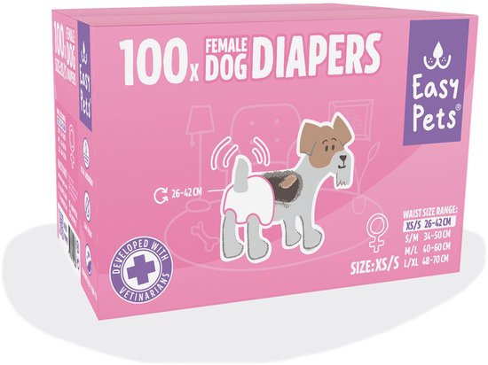 Easypets Dog Diapers Female - Hondenluiers Teef - XS/S - 100 stuks - Loopsheidbroekje - Grootverpakking