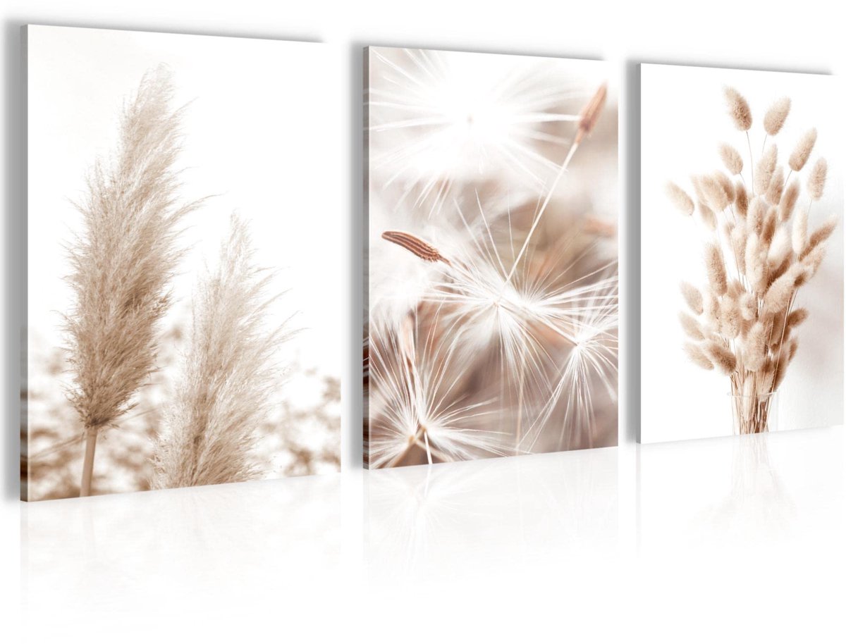 Ibenzoa Stijlvolle Bohemian Wanddecoratie Set voor de Woonkamer in Neutrale Tinten, 3 Stuks beige