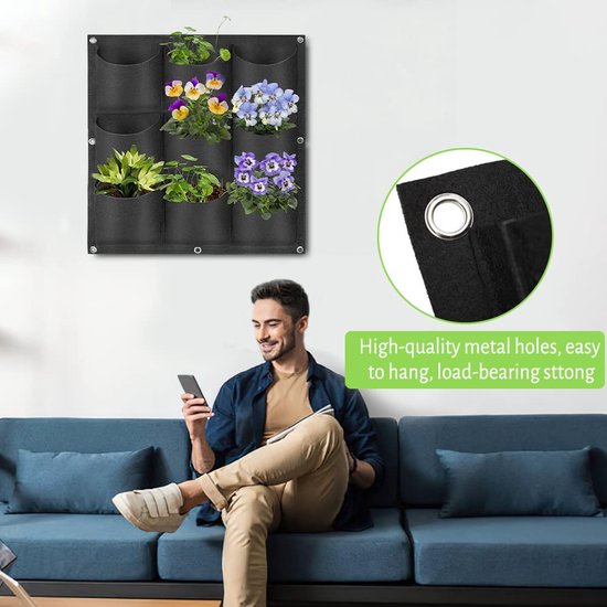 Ibenzoa® Verticale Tuinplantenzakken, 9 Stukken, 50x50cm, Vilt, Buiten- en Binnengebruik van Ibenzoa — afbeelding 5