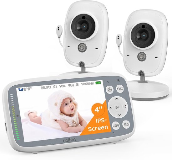 BURNNOVE Babyfoon met Camere 2.4G WiFi 5inch 720P IPS-Scherm VOX Zoom