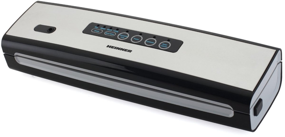 Heinner Vacumeermachine – 130 W – 6 L/min – Vacuümdruk 0,58 Bar – Droog & Vochtig – Pulse – Vacumeren & Sealen – Zakken tot 30 cm – Mini Snijder – Zwart/RVS