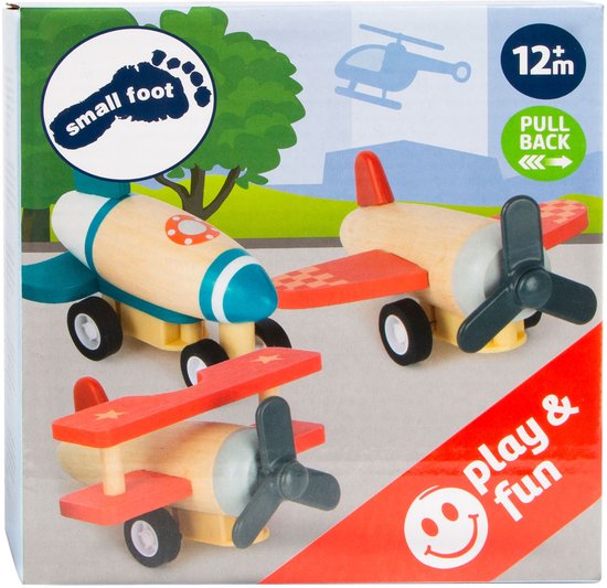Small Foot - Houten Pull-back Vliegtuigen, Set van 3 van Small Foot — afbeelding 2