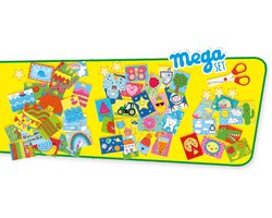 SES - Ik leer knippen - Mega set - Montessori Speelgoed - met 48 mooie knipvellen en veilige schaar die alleen papier knipt - Knutselpakket - Speelgoed 3 jaar