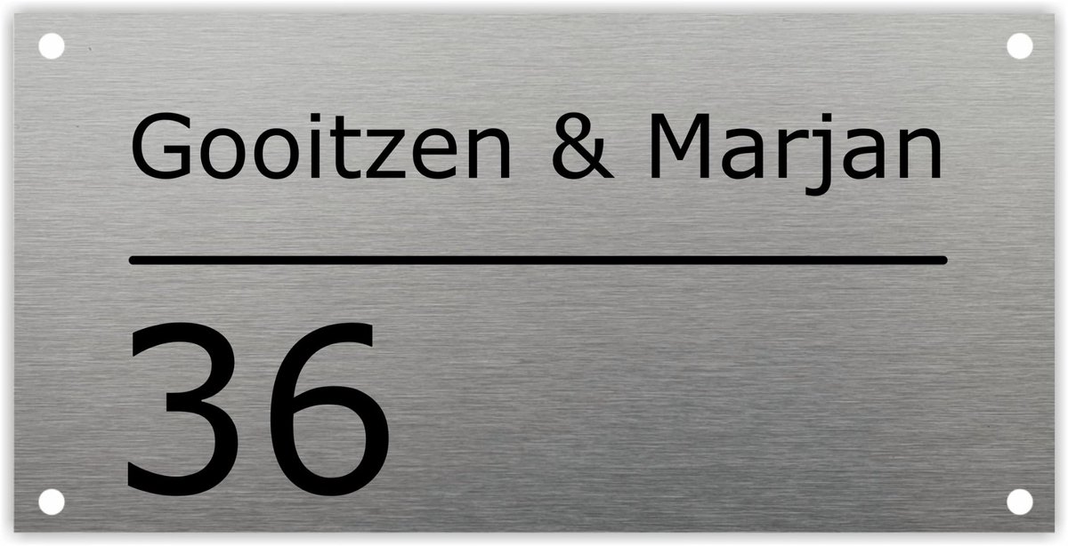 RVS naambordje voordeur 30x15cm RVSL9