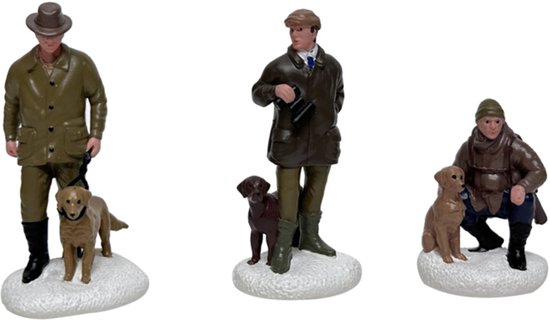 Santaville - Hunters with Dogs Polyresin 8cm 3 stuks