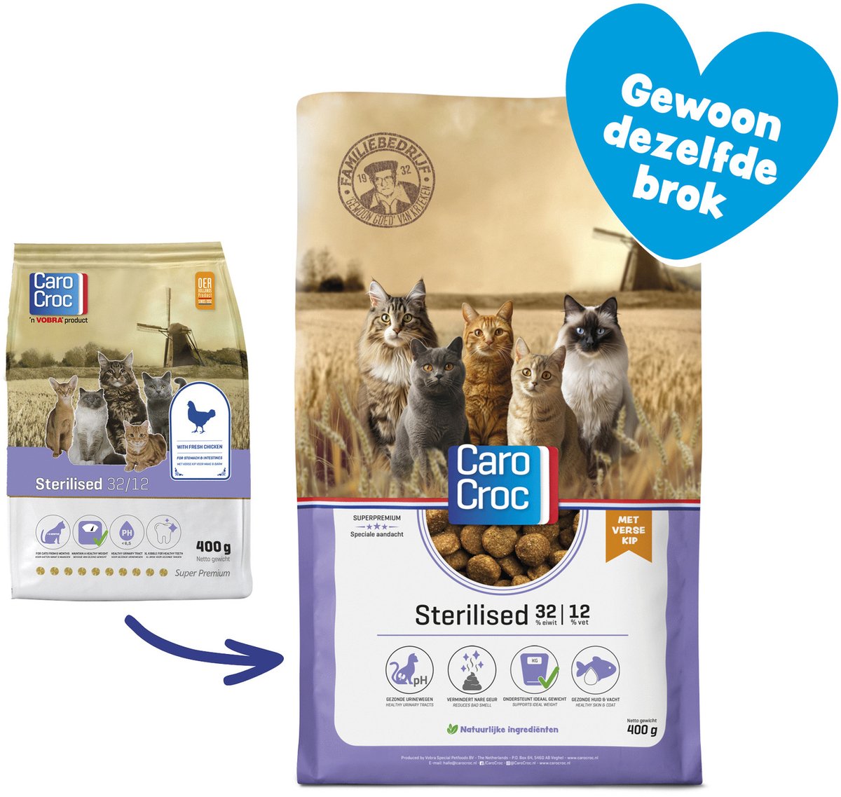 CaroCroc CaroCroc Kattenvoer Verse Kip Sterilised 400 gram