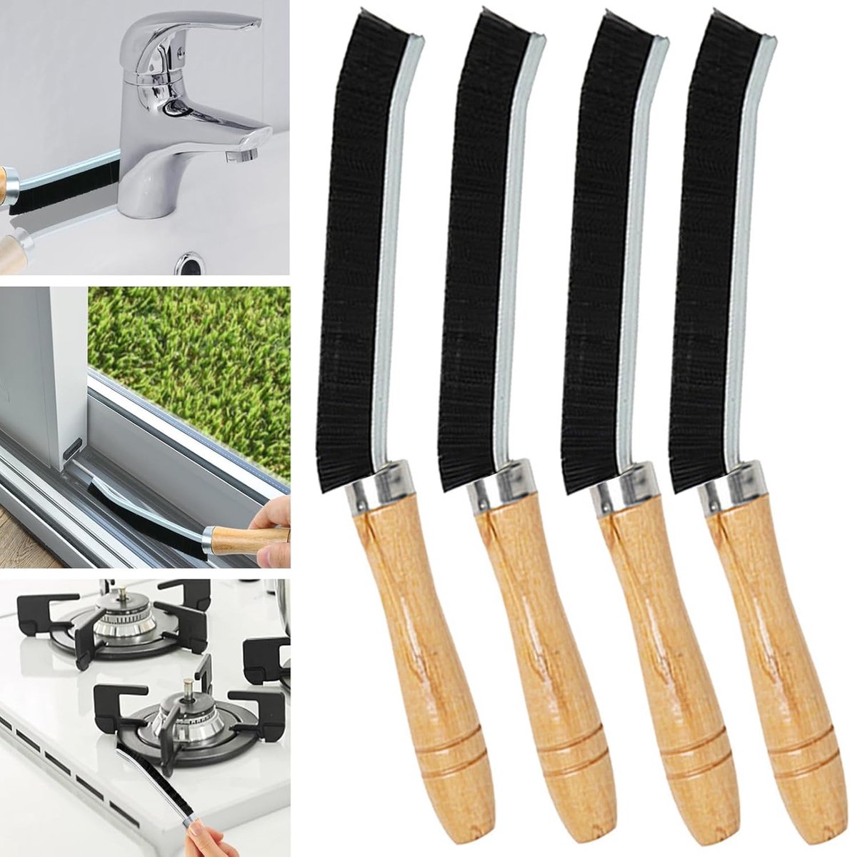 Multifunctionele voegenborstel - Voor een schone badkamer - 4 stuks