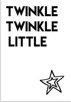 DesignClaud Twinkle Twinkle Little Star - Kerst Poster - Tekst poster - Zwart Wit poster A3 + Fotolijst zwart