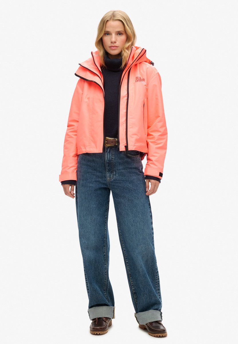 Superdry SD Windbreaker jas met capuchon en borduursel Dames Koraal
