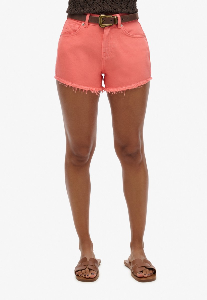 Superdry Jeansshort met hoge taille Dames Jeans shorts Koraal