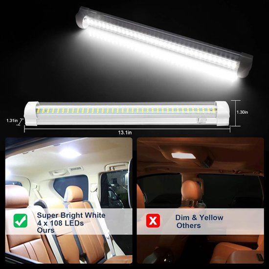 Baceyong Square Ceiling Light, 12-24V Energy Saving LED Motorhome Bus 9W for Caravan, RV, RV, Boat, Roof Light - Warm White