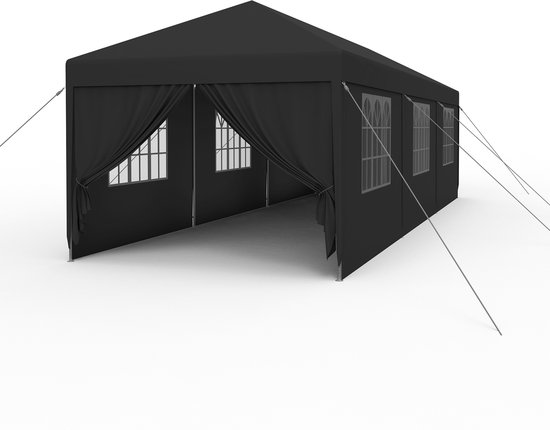 Suusolny Paviljoen, in hoogte verstelbaar, 3 x 6 m, pop-up vouwpaviljoen, waterdicht, partytent, tuintent met draagtas, stabiele feesttent, tuinpaviljoen, geschikt voor gebruik buitenshuis, met