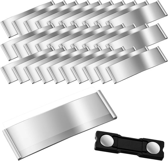 Dianelhall 10 stuks aluminium naambordjes met magneten, gepersonaliseerde zilveren metalen naambordjes voor kleding en kantoor, 70 x 20 mm