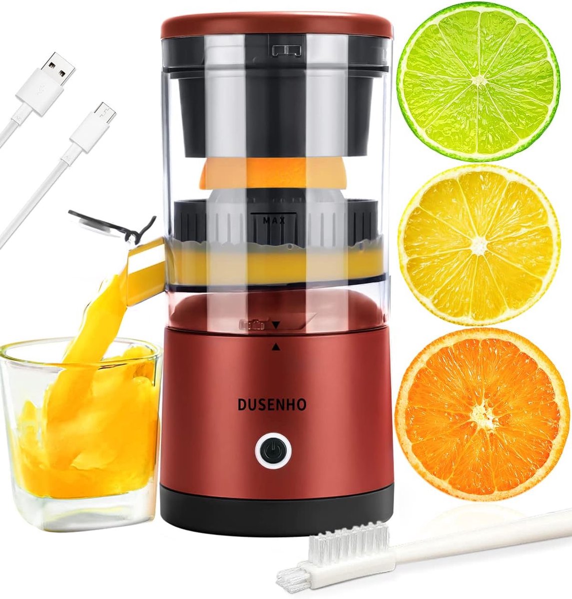 Oplaadbare Citrusjuicer met USB en Reinigingsborstel - Draagbare Sapcentrifuge voor Sinaasappel, Citroen en Grapefruit