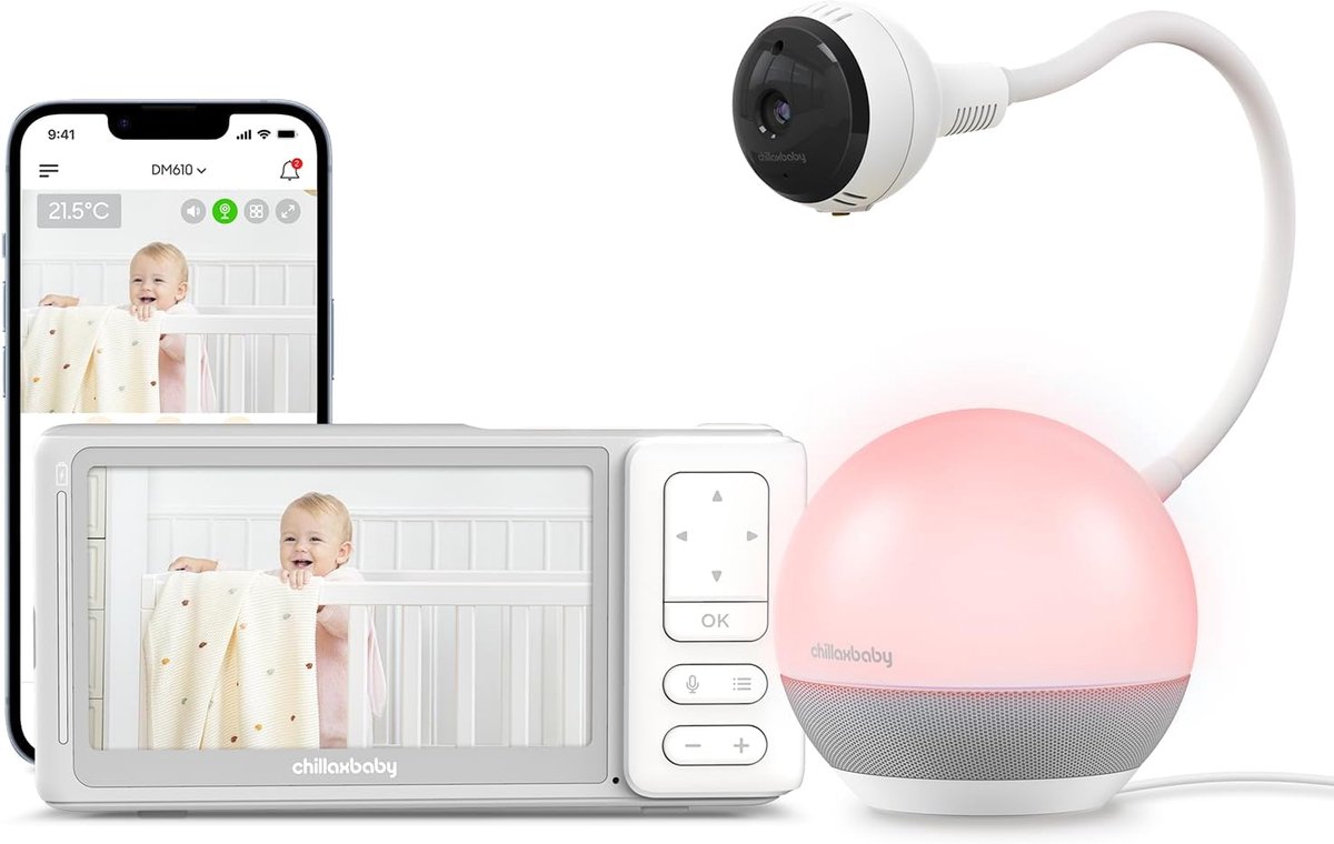 Chillax - Smart Giraffe - Babyfoon - 5-inch 1080p HD Camera Wi-Fi Babyfoon met Slaaptrainer & Mood Light - Toegankelijk via app op telefoon