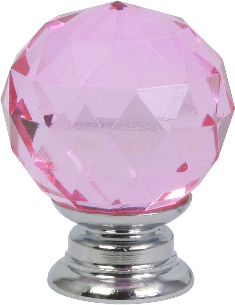 Domino CRYSTAL PALACE Meubelknop 30mm - Roze K9 Kristal - Voor kast en lade - Luxe Design - 1 stuk