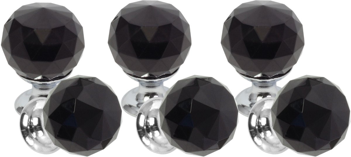 Domino® Meubelknop CRYSTAL PALACE C30mm M6 – ZWART - 6 stuk - Hoge Kwaliteit Kastknop Deurknop - Deurknoppen voor kasten - Deurknopjes Meubelknoppen - Keukenkast Grepen - Ladeknop - Ladegreep - Kastgrepen