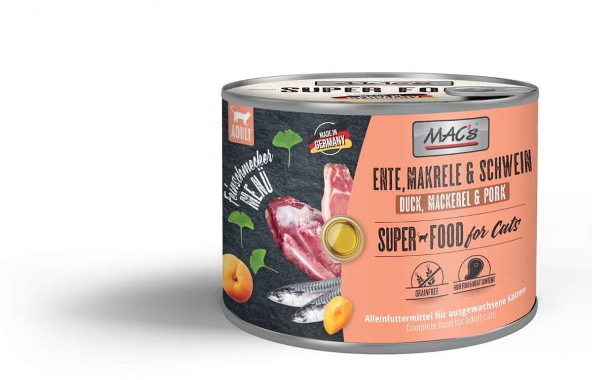 MACs MAC's CAT - Gourmet blikje 6x200g - eend, makreel & varkensvlees