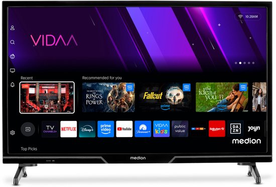 MEDION 59,8 cm (24-inch) HD TV (Smart TV, HDR, VIDAA Store, Netflix, Prime Video, Disney+, DAZN, Paramount+, HbbTV, PVR, Bluetooth)
