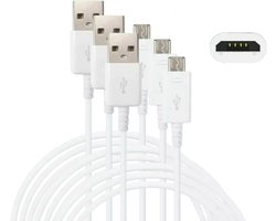 USB A naar Micro USB Kabel - 3 Meter Oplaadkabel 3x - Geschikt voor: Samsung Galaxy S3 S4 S5 S6 S7 / EDGE / PLUS / MINI / J3 J5 J6 J7 Fame, Grand - Oplader kabel - Wit