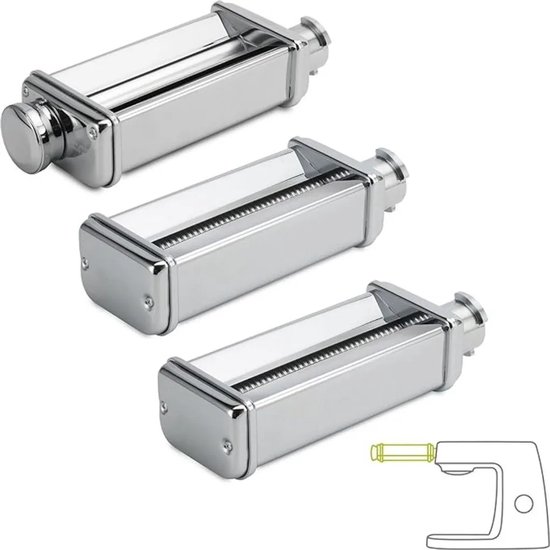 3-delige Van toepassing op Kenwood MAX980ME pasta-set, lasagne-roller, fettuccine- en spaghetti-snijdoppen, met oude universele stekker voor de meeste modellen