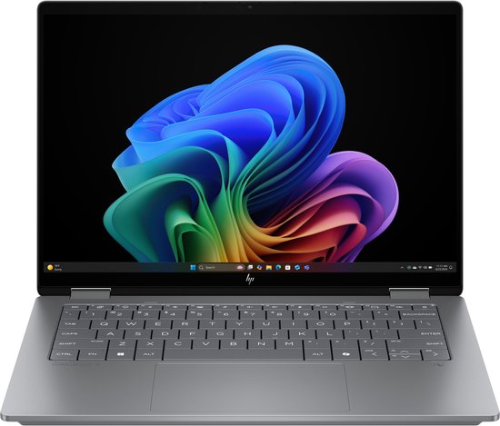 HP OmniBook X FlipNGAI 14-fk0950nd Copilot+ PC AMD Ryzen AI 5 340 Hybride (2-in-1) 35,6 cm (14") Touchscreen 2K 16 GB LPDDR5x-SDRAM 512 GB SSD Wi-Fi 6E (802.11ax) Windows 11 Home Zilver - HP - Hoofdafbeelding