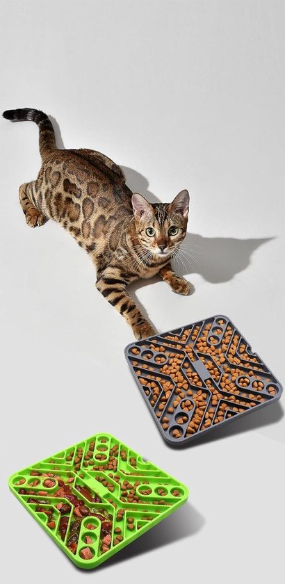 Vacht Vreugde Anti-schrokbak voor hond en kat, verstelbare slow feeder voerbak, slowfeeder voor gezonde voeding, slowl voorkomt snel eten, zwart