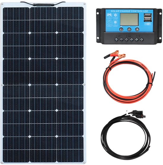 Zonnepaneel - Zonnepanelen - Monokristallijn - Voor Caravan - Camper - Boot of Thuisgebruik - 12V - 100W - Zonne-kit - Flexibel - Waterdicht - Lichtgewicht