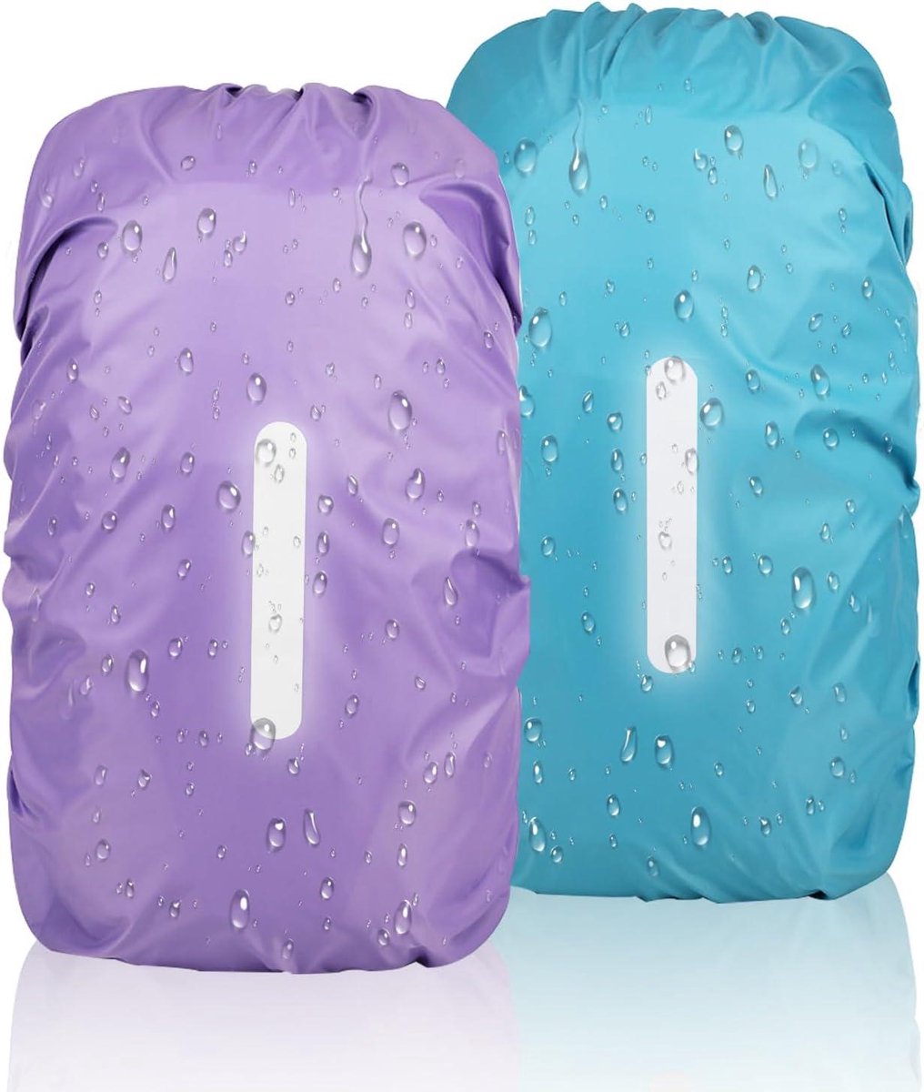 Waterdichte Rugzakhoes met Reflecterende Strepen - 45L - Set van 2 - Ideaal voor Wandelen, Kamperen en Fietsen