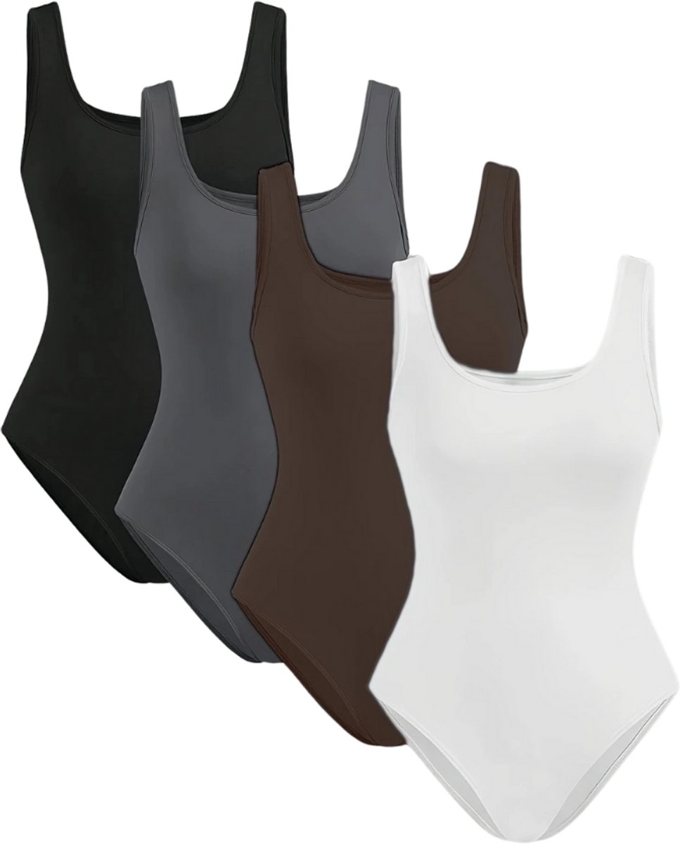 Nivard Bodysuit Dames - Jumpsuit - Corrigerend Ondergoed - Body plunge - Lingerie - Setje Vrouwen - 4 Pcs - Gemengd 2