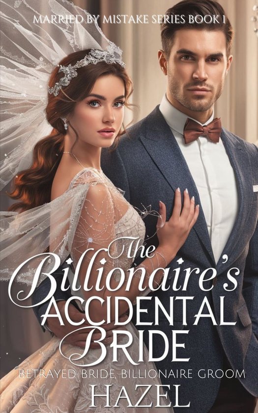 De bruid draagt een trouwjurk en sluier, de bruidegom een pak. De titel luidt 'The Billionaire's Accidental Bride'.