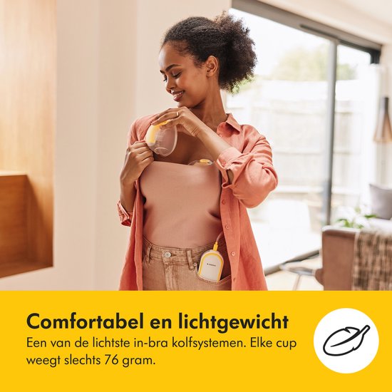 Medela Freestyle Hands-Free borstkolf – Dubbele elektrische handsfree borstkolf – Draagbaar - Transparant/Geel – Inclusief oplaadbare accu