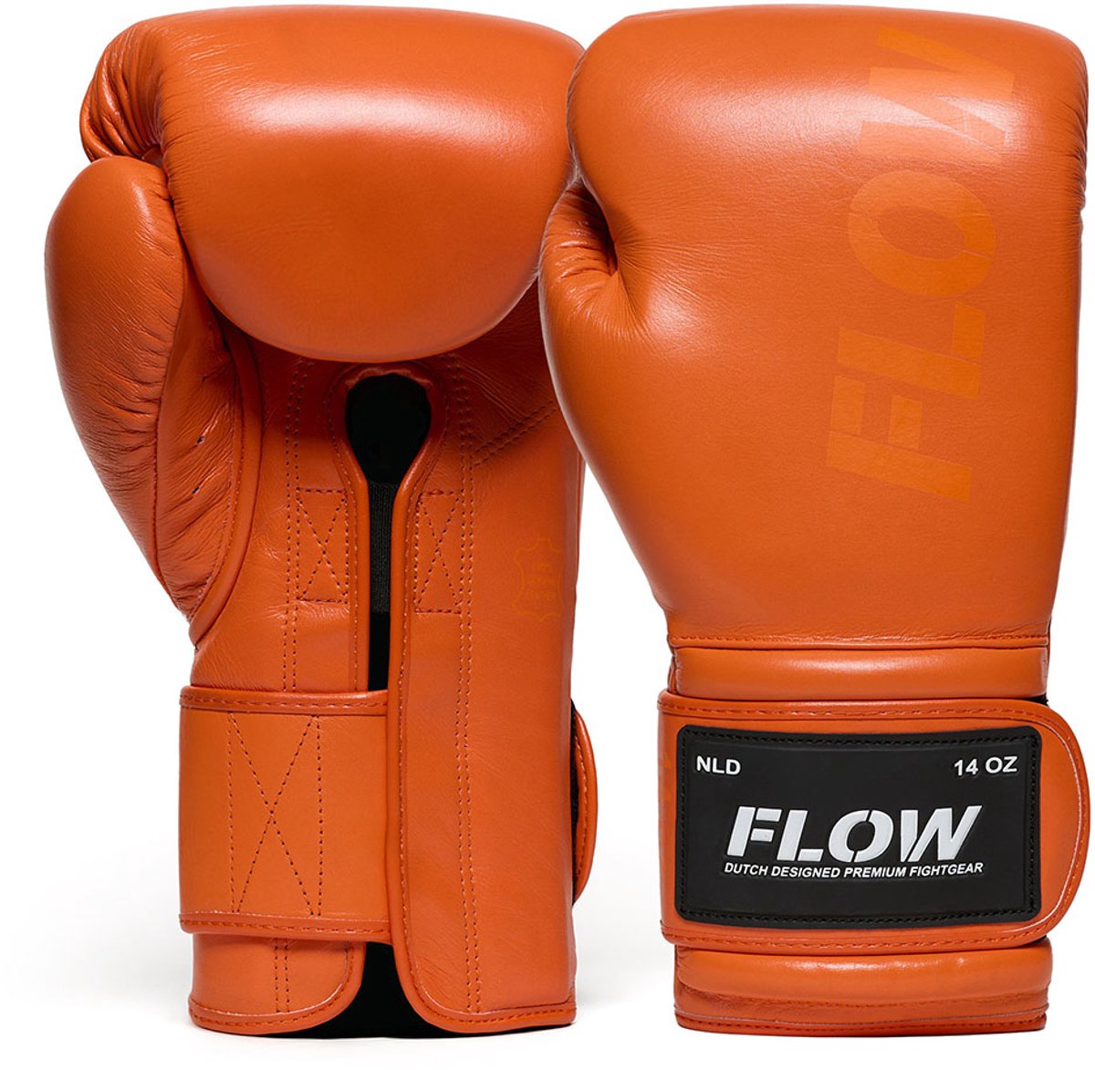 Flow - Challenge Bokshandschoenen - Echt Leer - Oranje is 16 oz